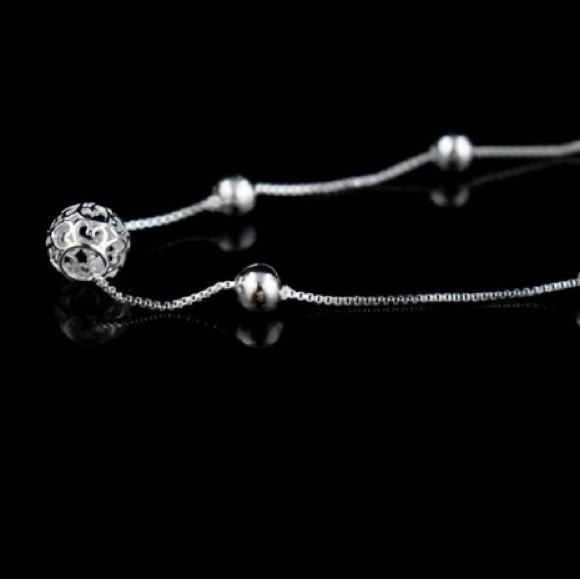 925 Sterling Silver Anklet Chain Hollow Ball Pendant Anklets Bracelet Chain - Picture 4 of 9